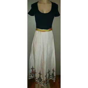 Vintage Int. Ladies Garment Workers Union Embroidered Linen Maxi Dress Size 6 mi